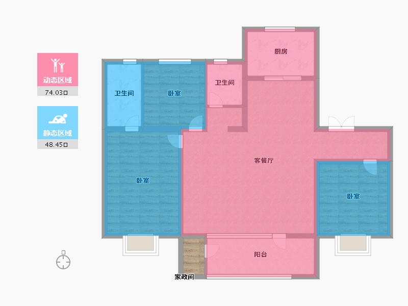 山东省-青岛市-青岛保利大国璟-111.99-户型库-动静分区