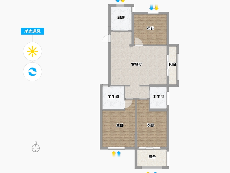 安徽省-蚌埠市-禹都府-92.00-户型库-采光通风