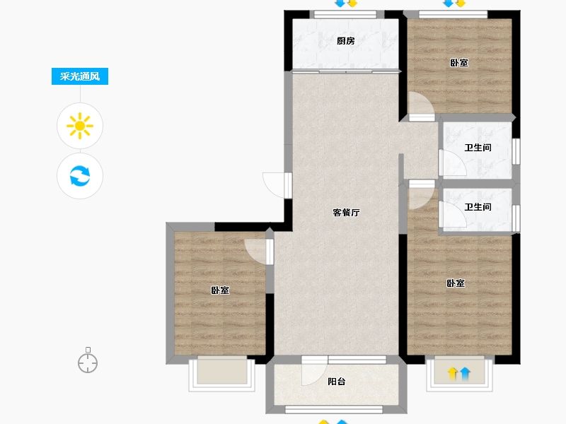 山东省-青岛市-恒聚美岸-81.23-户型库-采光通风