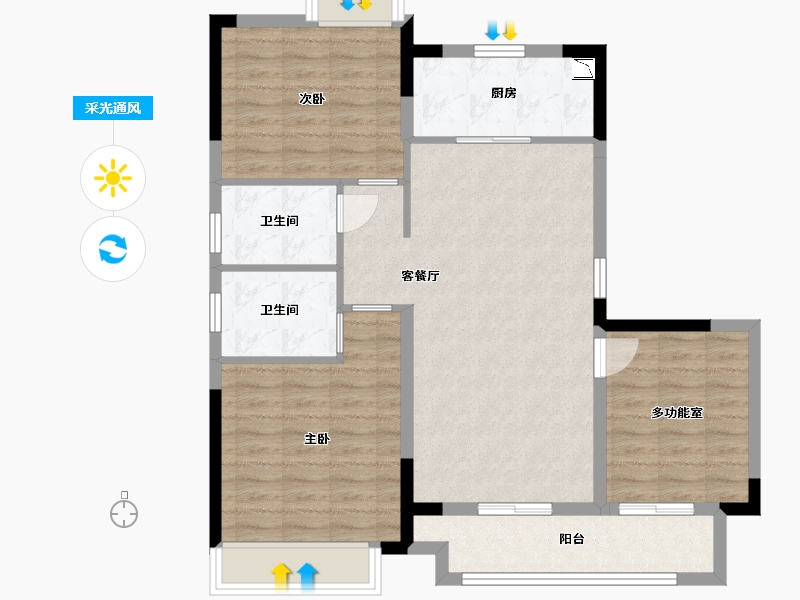 安徽省-蚌埠市-石榴湖山春晓-91.20-户型库-采光通风