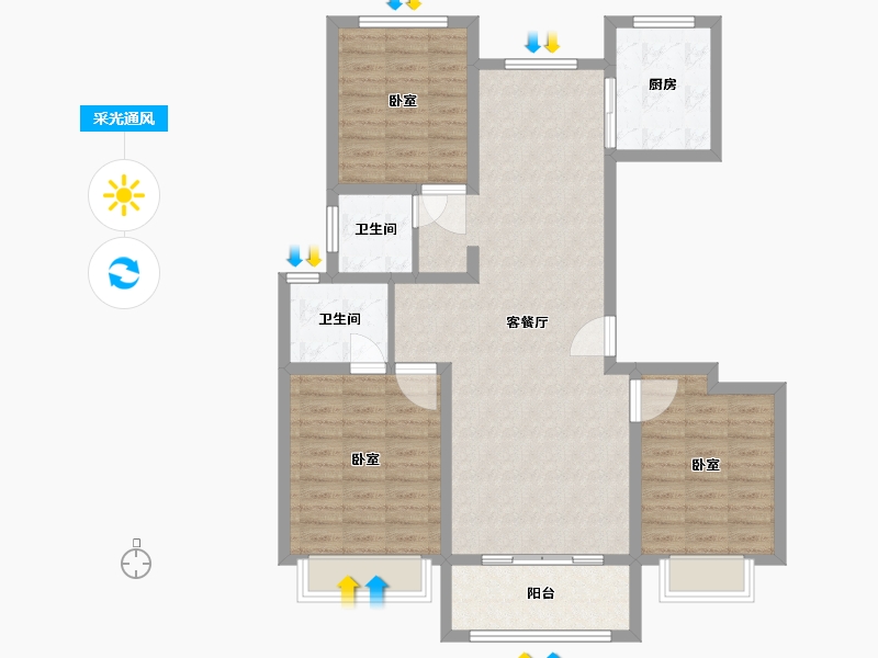 山东省-聊城市-民生·静雅居-100.40-户型库-采光通风