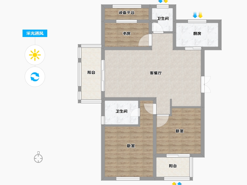 浙江省-绍兴市-崧城一品-88.00-户型库-采光通风