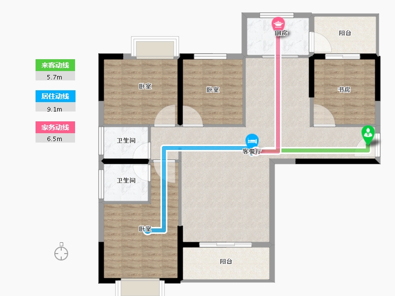 福建省-龙岩市-漳平清华首院-114.26-户型库-动静线