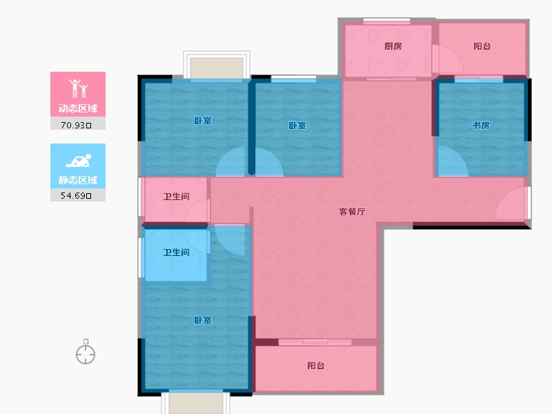 福建省-龙岩市-漳平清华首院-114.26-户型库-动静分区