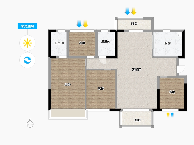 江西省-宜春市-德和沁园-104.00-户型库-采光通风