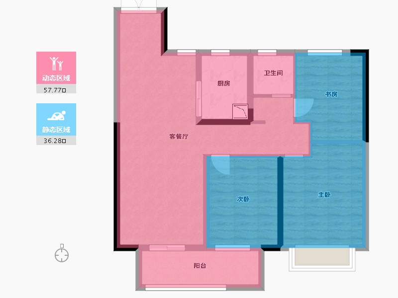 安徽省-蚌埠市-新城吾悦广场-84.00-户型库-动静分区