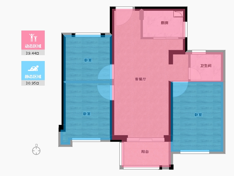 福建省-泉州市-蓝光雍锦府-62.18-户型库-动静分区