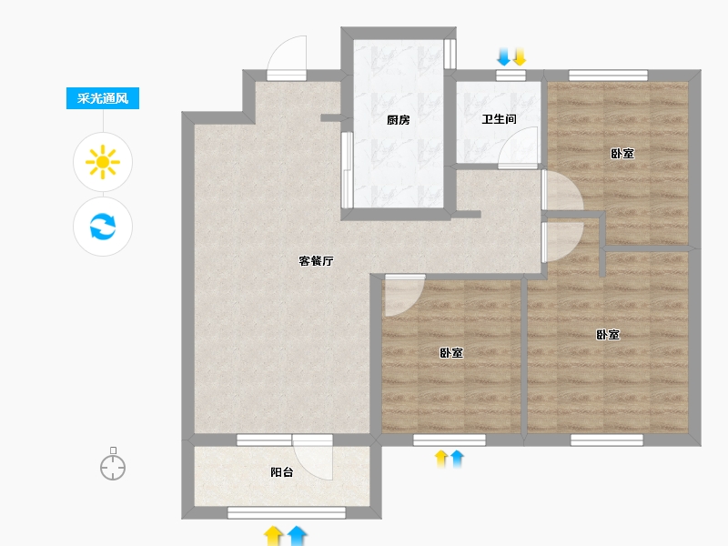 山东省-烟台市-万科城市之光二期-77.00-户型库-采光通风