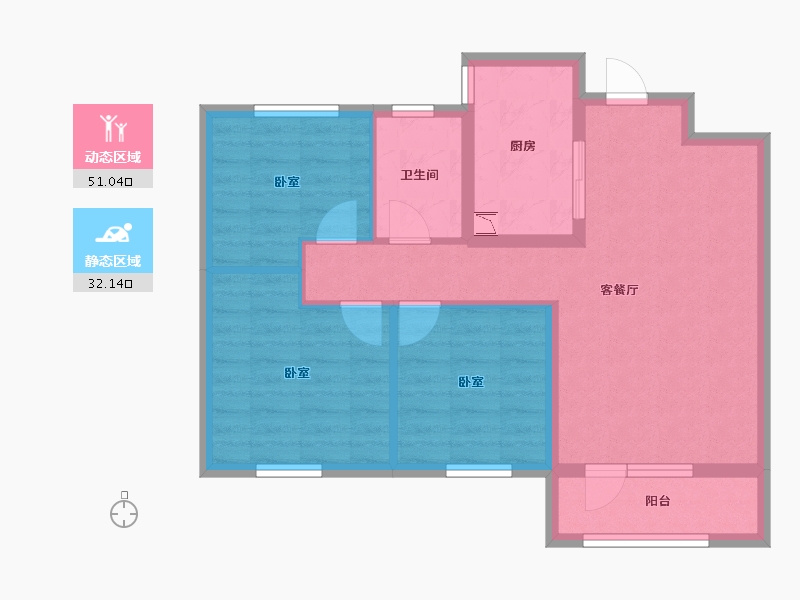 山东省-烟台市-万科城市之光二期-74.00-户型库-动静分区