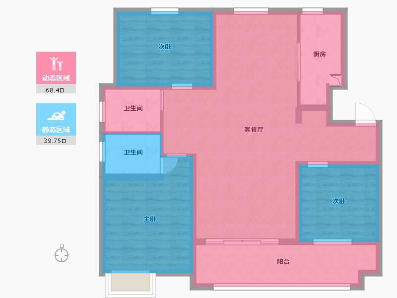 安徽省-蚌埠市-新贝·紫云府-96.79-户型库-动静分区