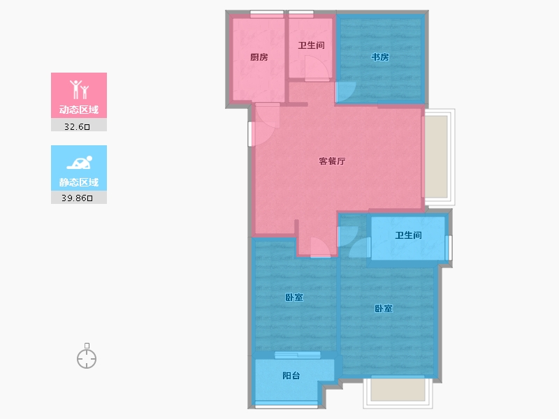 浙江省-杭州市-中天钱塘玥-63.97-户型库-动静分区