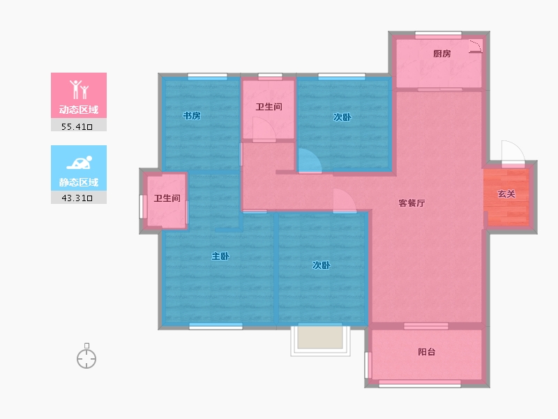 安徽省-蚌埠市-孔雀城时代北宸-88.00-户型库-动静分区