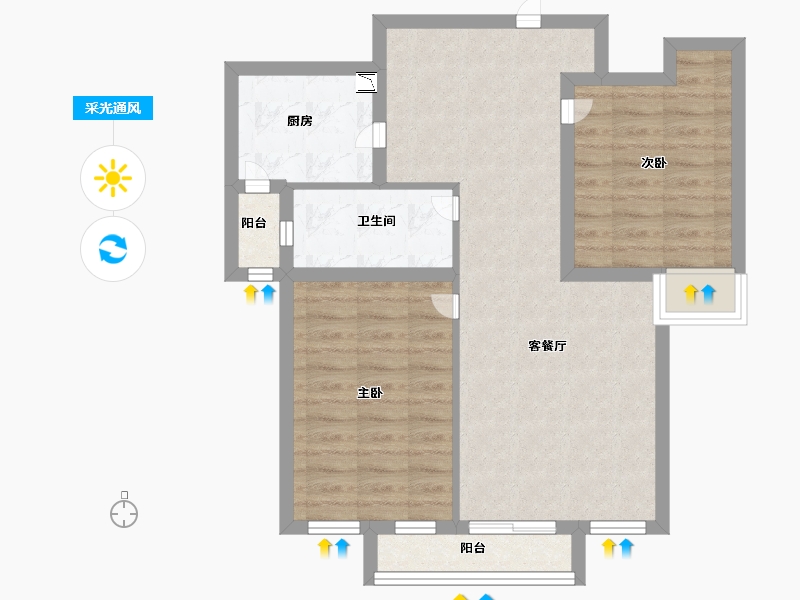 山东省-济南市-诺德名城-70.00-户型库-采光通风