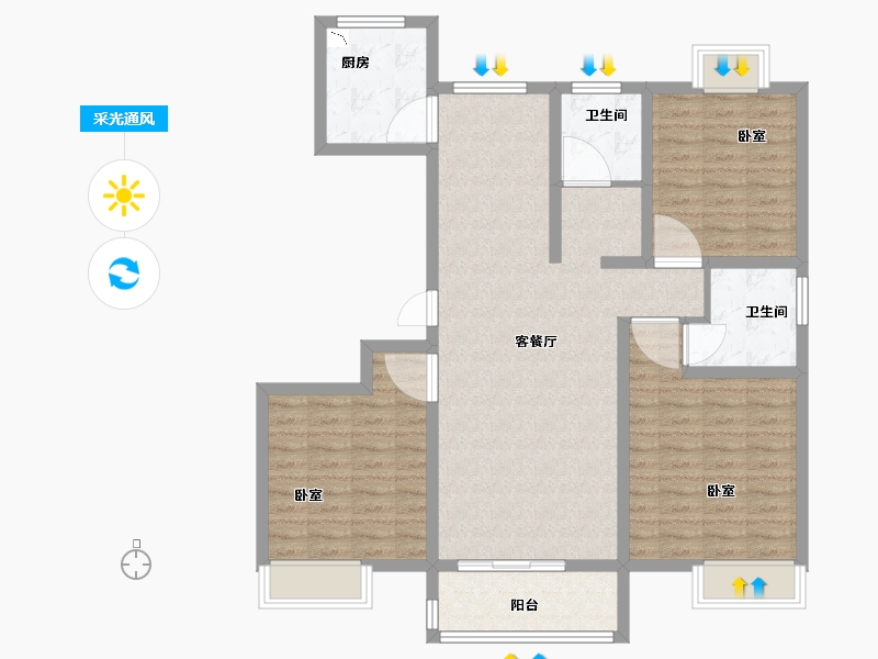 河南省-开封市-兰考兰美花苑-103.24-户型库-采光通风