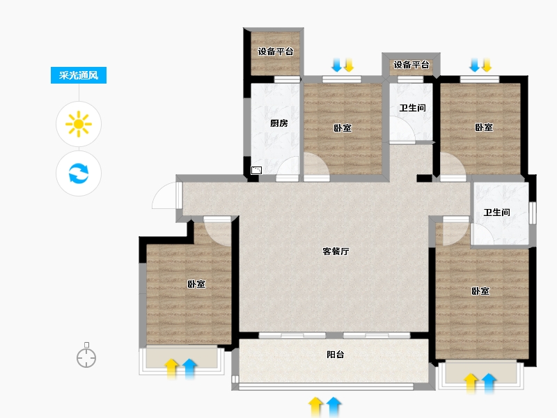 河南省-安阳市-安创海棠湖畔-122.00-户型库-采光通风