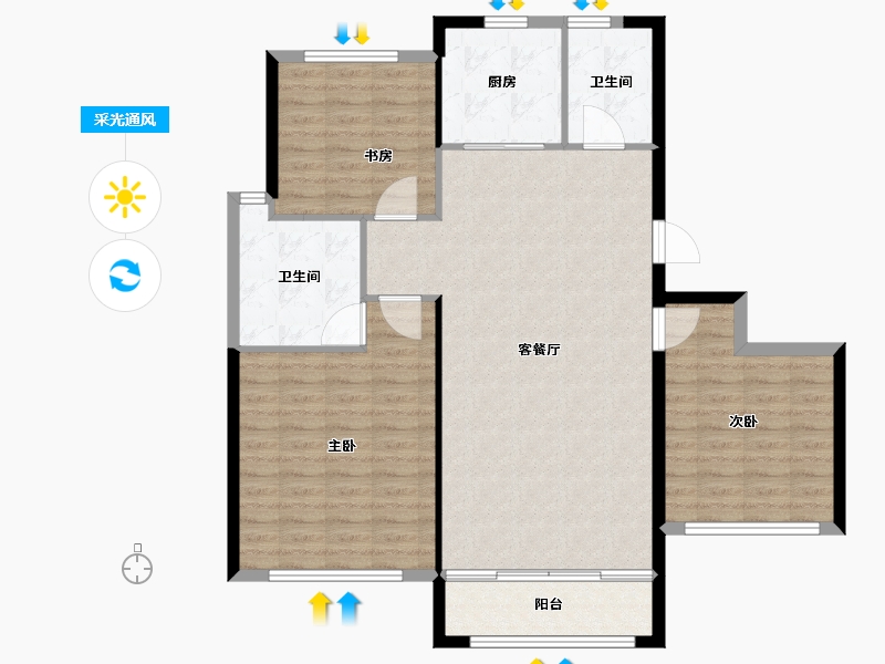 山东省-威海市-天恒龙泽府-110.00-户型库-采光通风