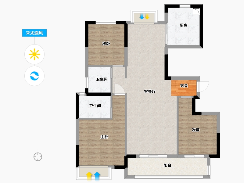 江西省-宜春市-东方和园-98.60-户型库-采光通风