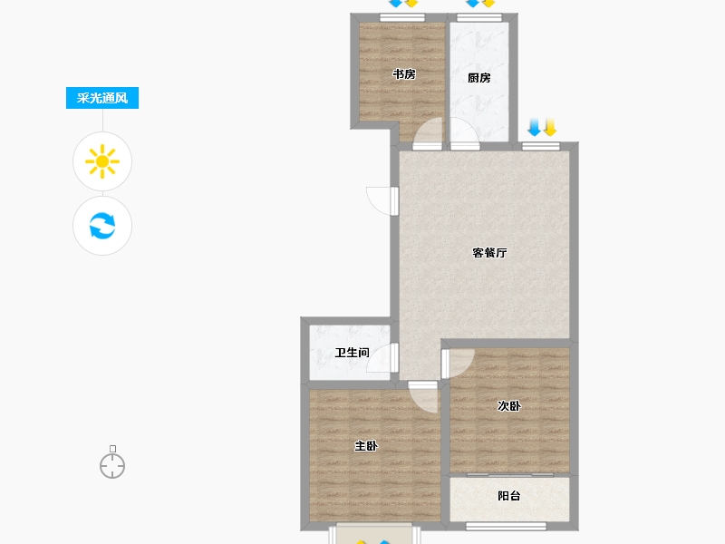 山东省-济南市-卓亚香格里-86.42-户型库-采光通风