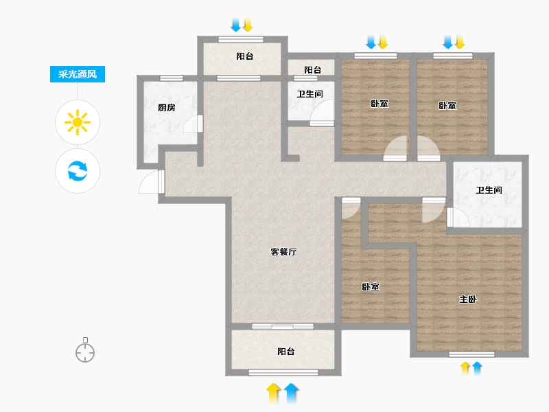 河南省-新乡市-新乡长垣建业森林半岛-137.00-户型库-采光通风