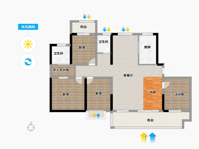 河南省-郑州市-豫发九棠府-131.00-户型库-采光通风