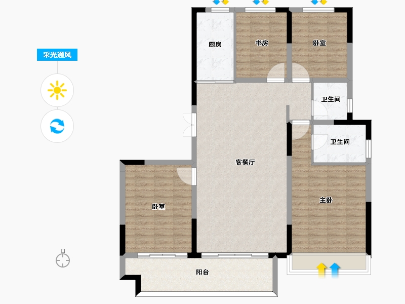 山东省-枣庄市-山能德圣·巨山花园-121.93-户型库-采光通风