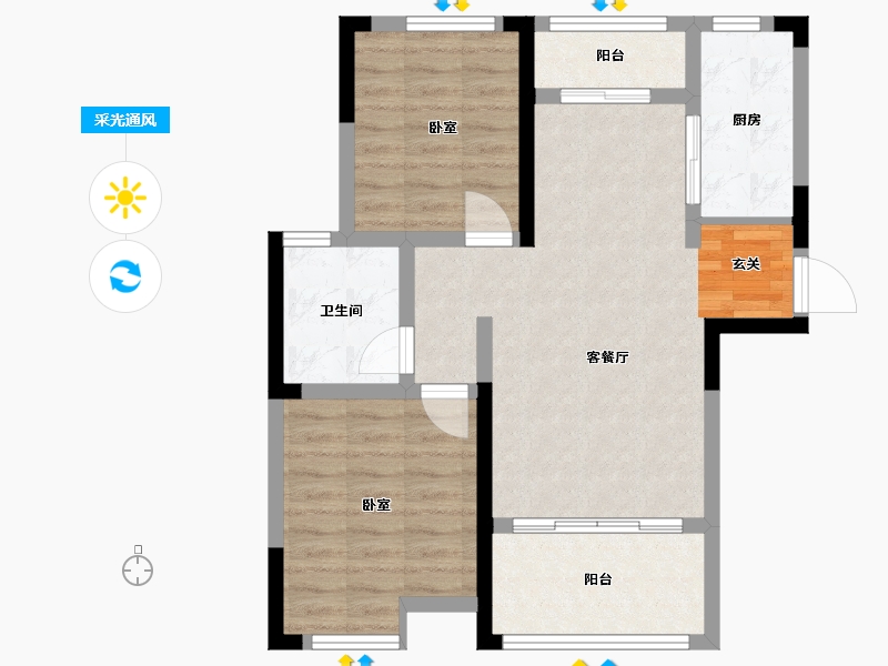 山东省-济南市-中建长清湖-68.98-户型库-采光通风