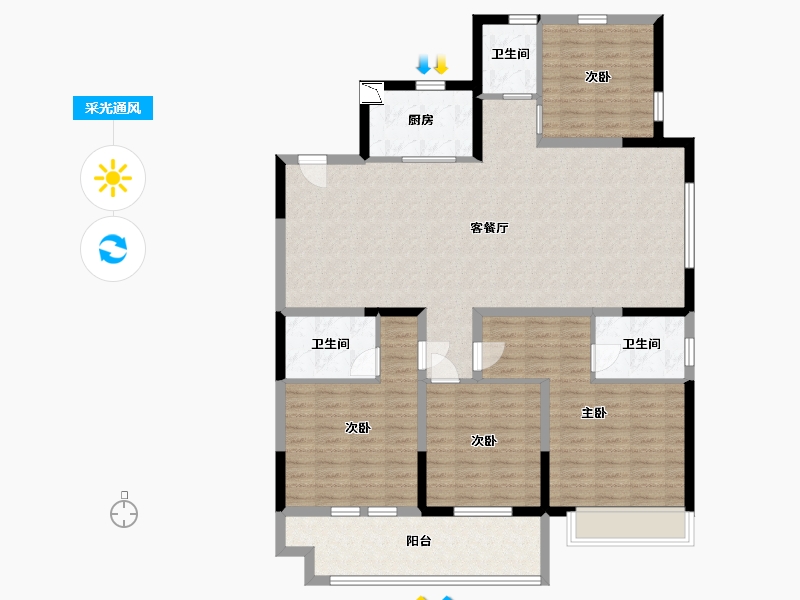 山东省-日照市-爱情芳华里-134.00-户型库-采光通风