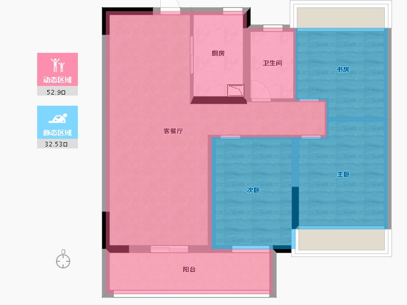 江西省-宜春市-翼天·大观天地-76.00-户型库-动静分区