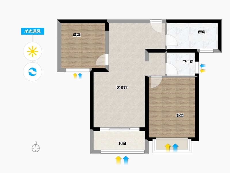 河南省-焦作市-武陟建业森林半岛-69.22-户型库-采光通风