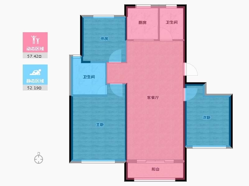 山东省-威海市-天恒龙泽府-100.49-户型库-动静分区