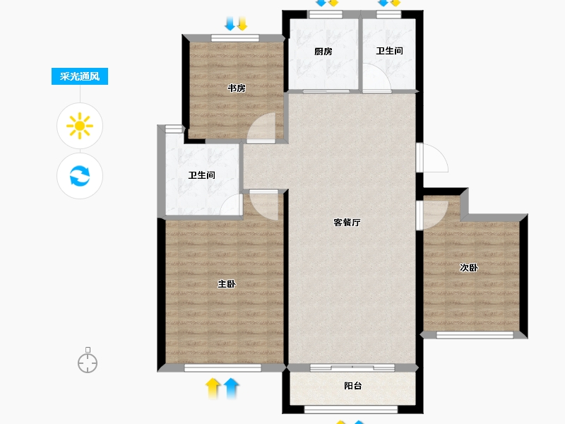 山东省-威海市-天恒龙泽府-100.49-户型库-采光通风