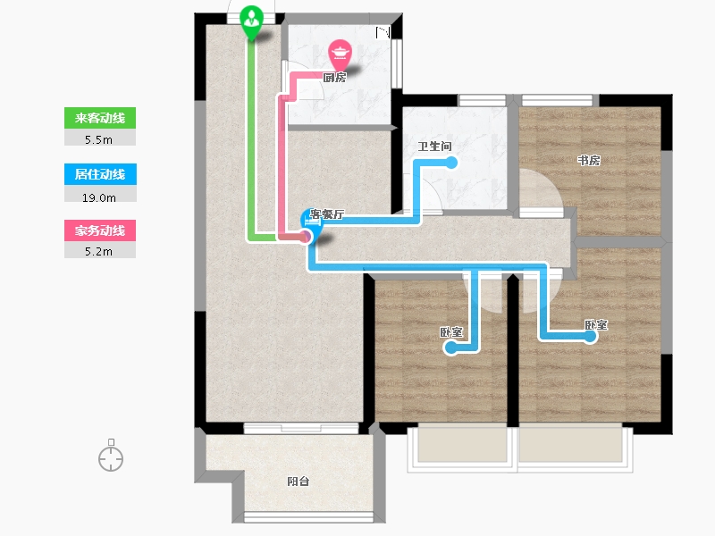 河南省-安阳市-安阳建业城三期云著-76.08-户型库-动静线