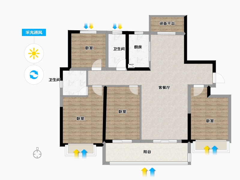 河南省-安阳市-安创海棠湖畔-121.00-户型库-采光通风