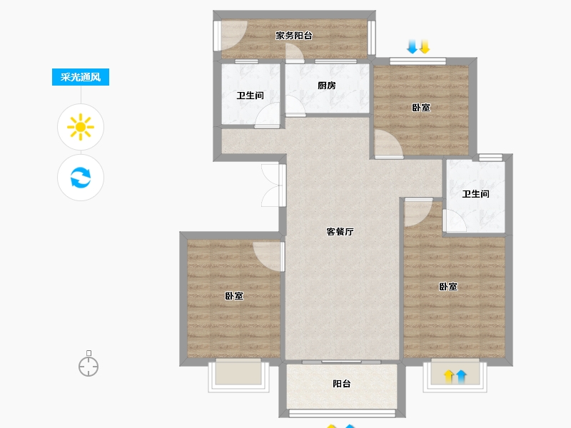 河南省-焦作市-征云悦城南苑-90.00-户型库-采光通风