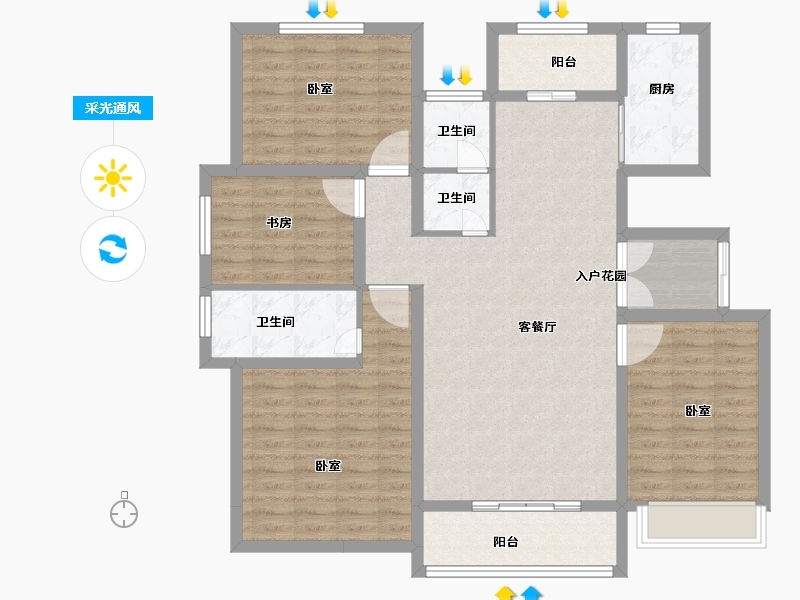 河南省-焦作市-沁阳晨升一號城邦-118.00-户型库-采光通风