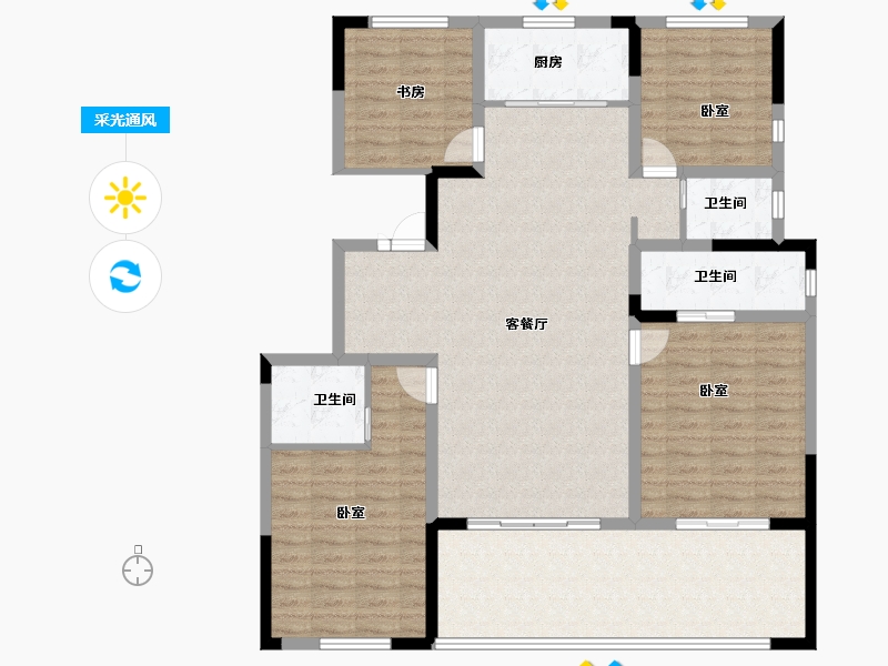 河南省-安阳市-昌建青风墅院-130.00-户型库-采光通风