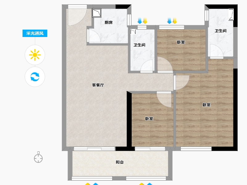 福建省-泉州市-当代万国城MOMΛ-78.00-户型库-采光通风