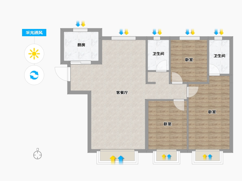 新疆维吾尔自治区-乌鲁木齐市-佳源丝路文化城-86.28-户型库-采光通风