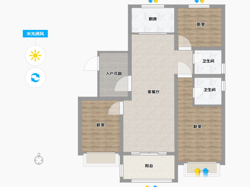 山东省-聊城市-瑞利昌庭花园-99.00-户型库-采光通风