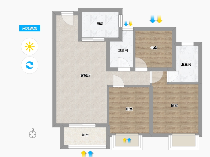 浙江省-杭州市-中天钱塘玥-62.49-户型库-采光通风