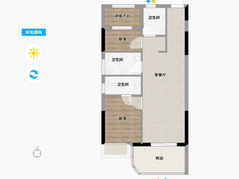 浙江省-舟山市-缘起莲韵-61.40-户型库-采光通风