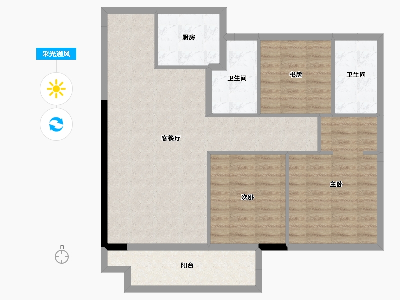 江西省-宜春市-东方璞园-82.70-户型库-采光通风