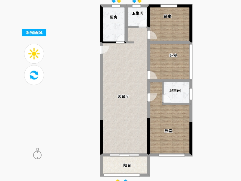 河南省-郑州市-中建梅溪上郡-91.00-户型库-采光通风