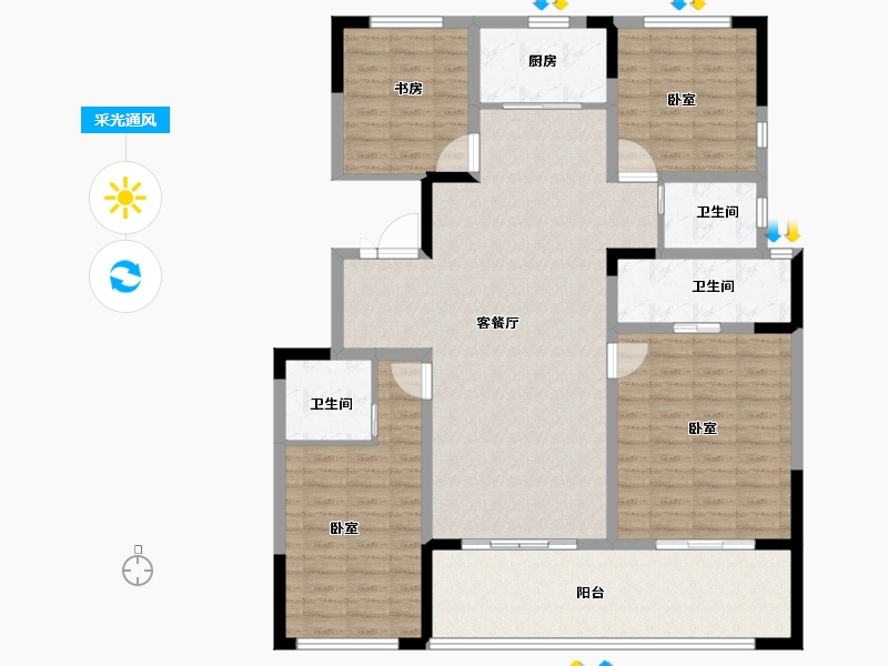 河南省-安阳市-昌建青风墅院-130.00-户型库-采光通风