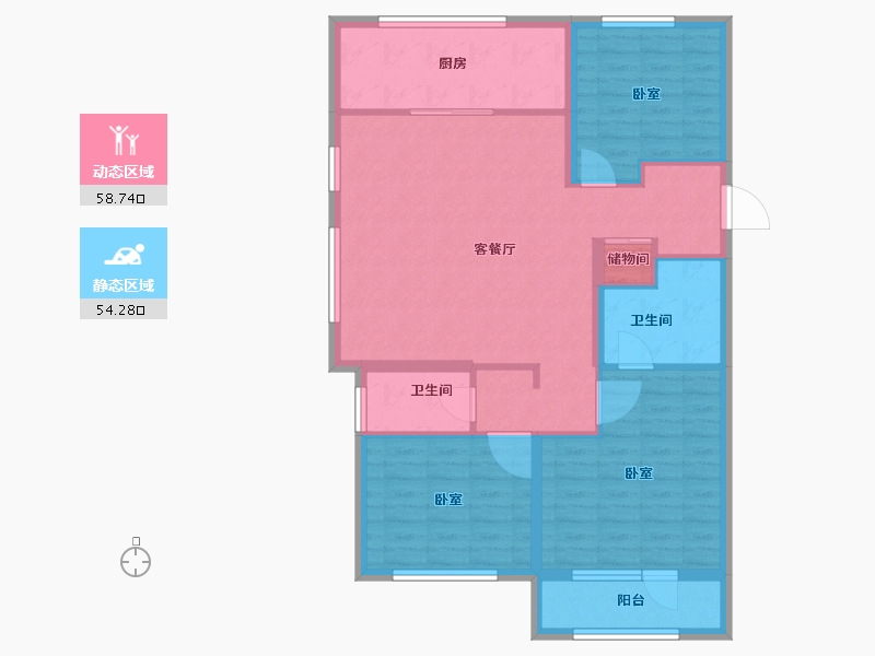 山东省-烟台市-万科城市之光二期-102.00-户型库-动静分区