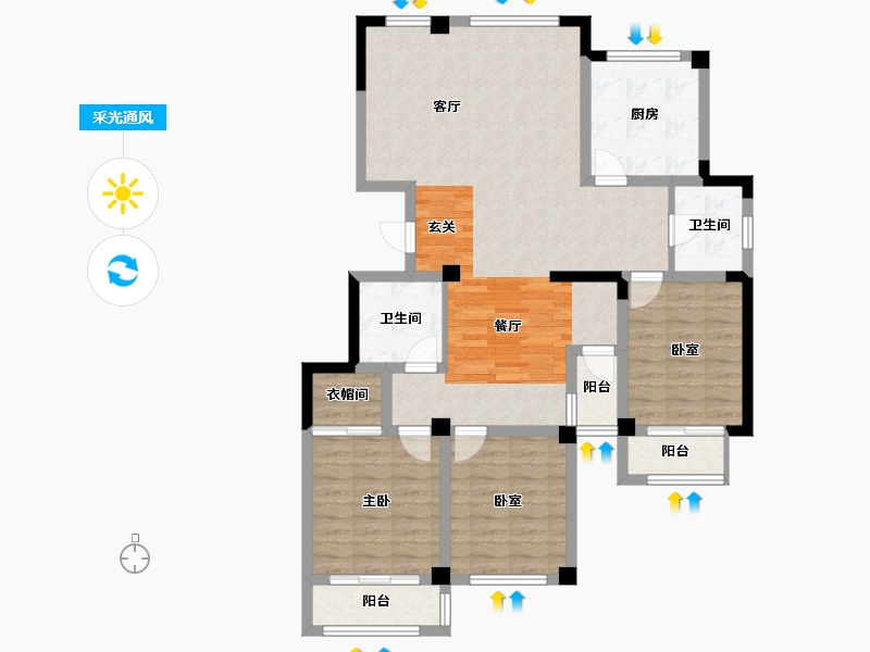 山东省-威海市-裕荣华府-107.26-户型库-采光通风