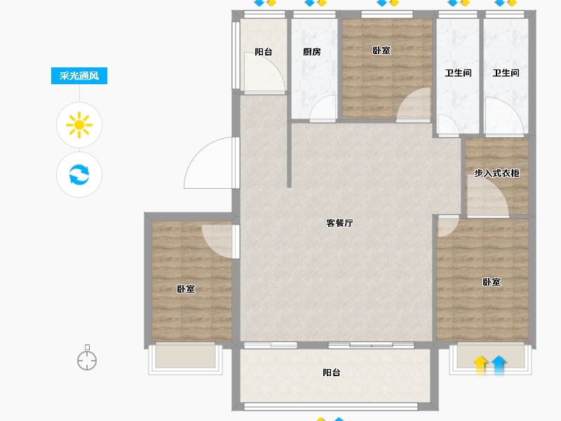 河南省-开封市-晖达紫誉府-116.00-户型库-采光通风