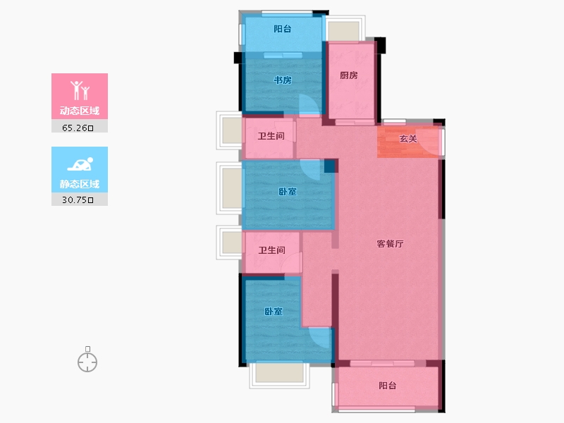 福建省-漳州市-三盛璞悦湾-85.46-户型库-动静分区