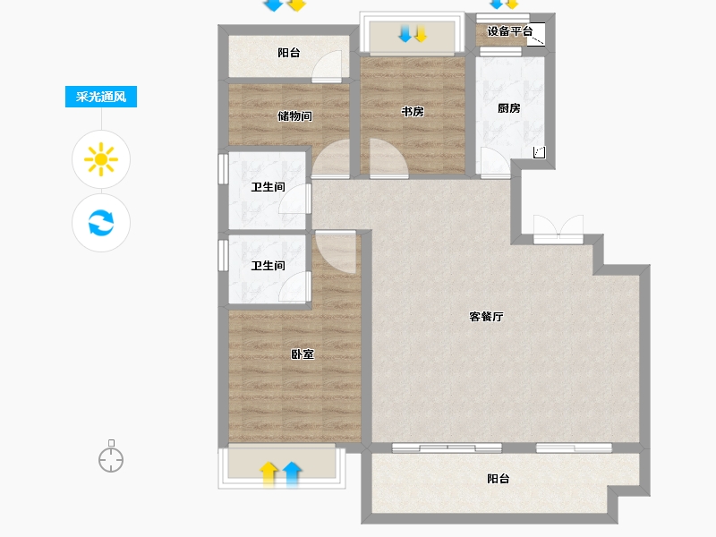 安徽省-合肥市-文一锦门云栖新语-85.99-户型库-采光通风