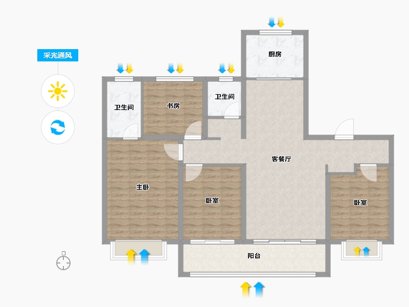 山东省-枣庄市-山能德圣风华里-121.03-户型库-采光通风